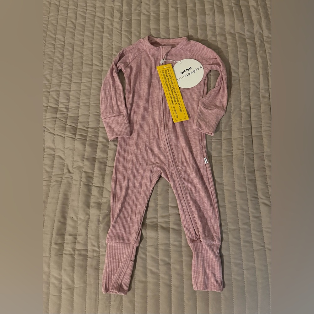 Little Sleepies Heather Mauve Ribbed Zippy